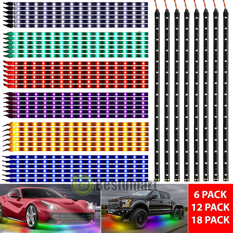 Lot Waterproof 12''/15 DC 12V Motor LED Strip Underbody Light For Car Motorcycle