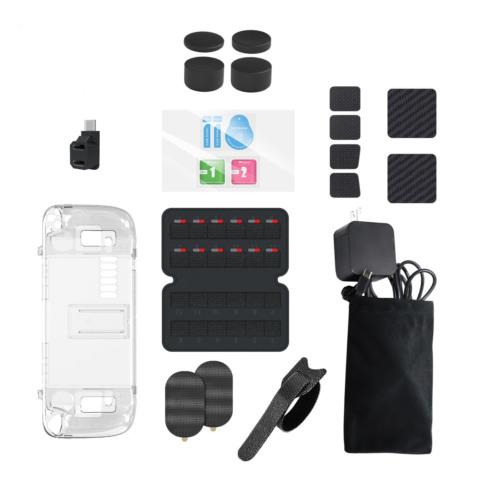 19X Crystal Case Screen Sticker Silicone Pad Tempered Film Bag For Steam Deck E