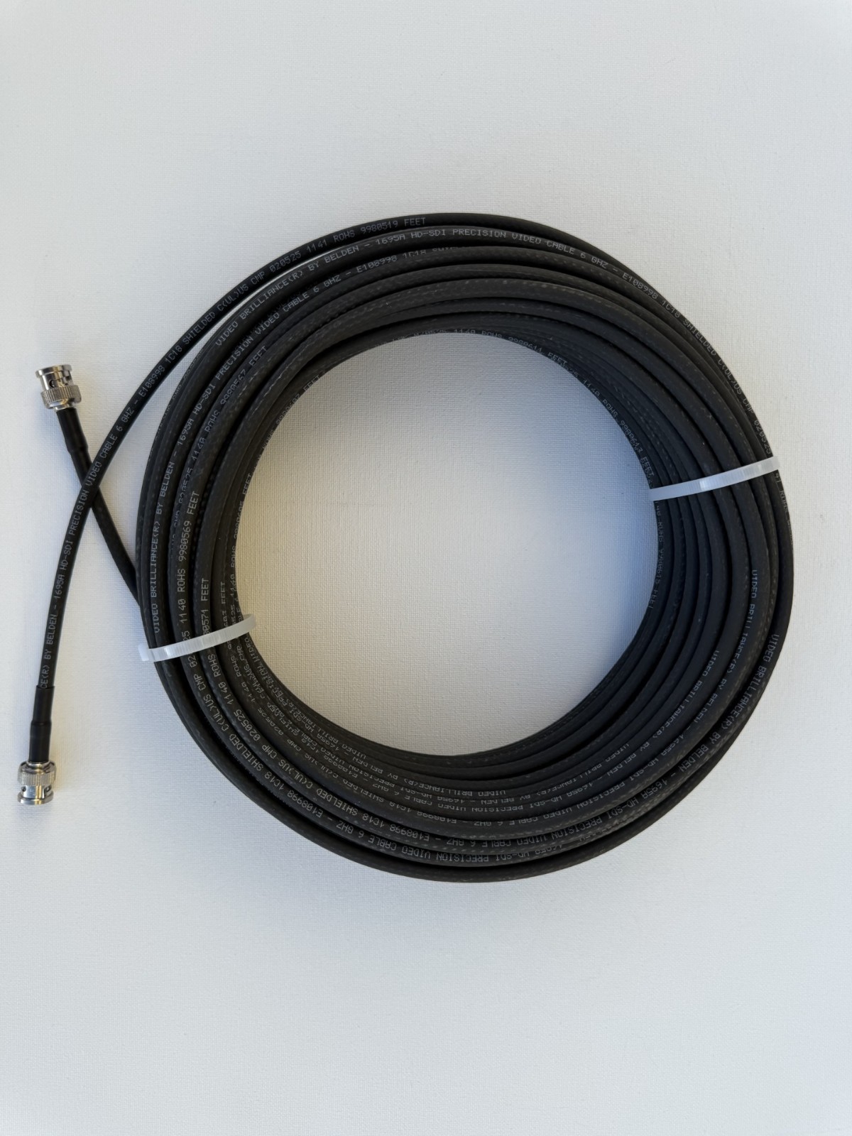 100ft Belden 1695A RG-6 Plenum BNC Male  6GHz SDI Digital Coax Cable.