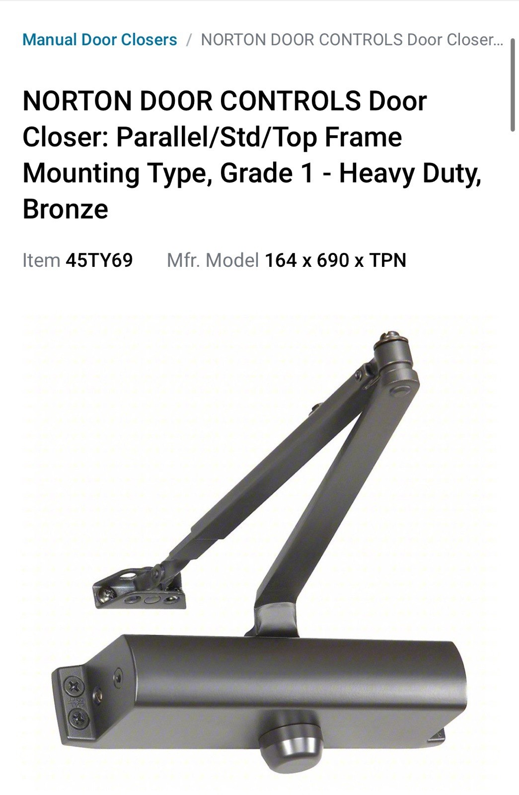norton door closer 45ty69 Heavy Duty Bronze