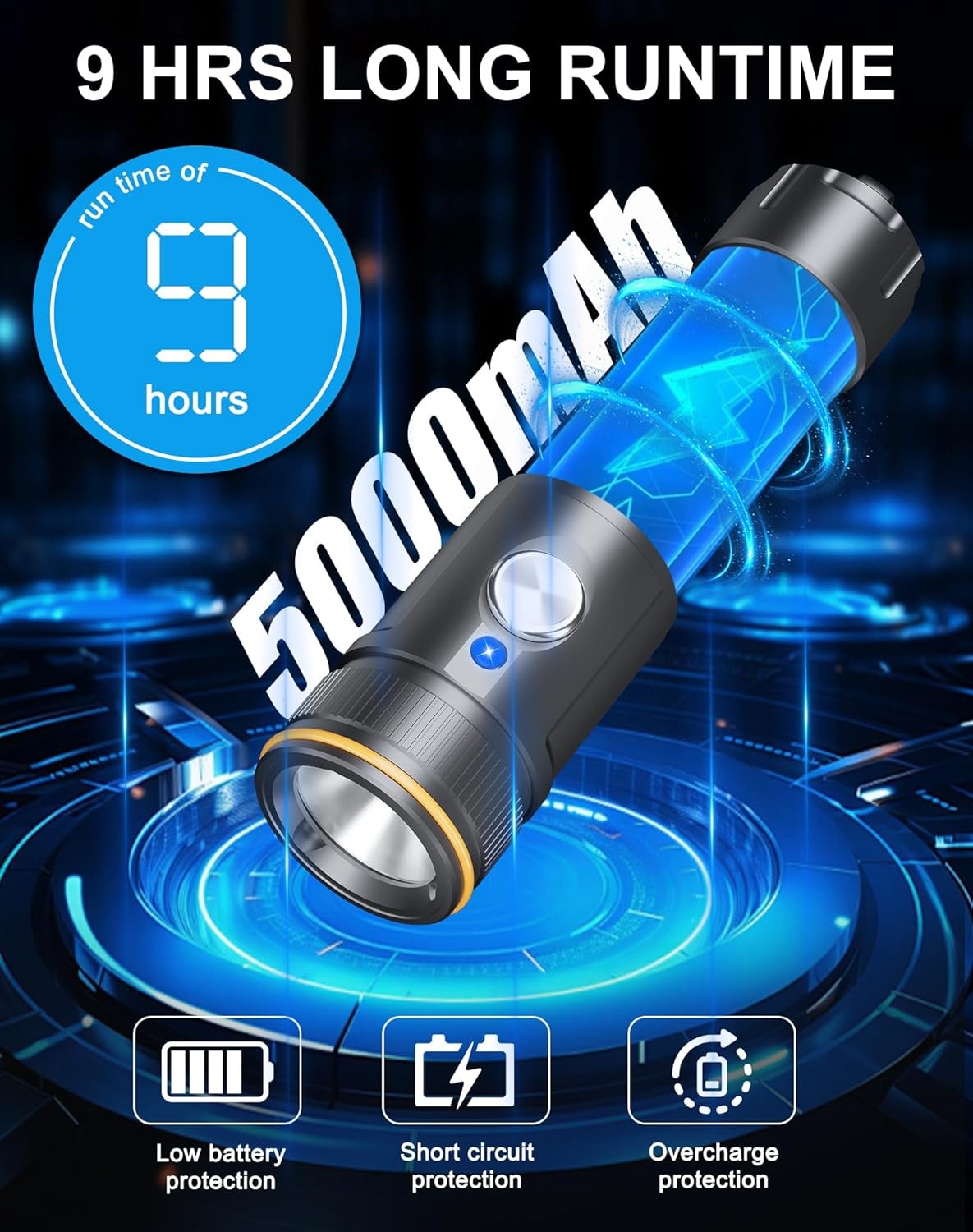 Genwiss 2000LM Scuba Diving Flashlight IP68 Waterproof Rechargeable Underwater