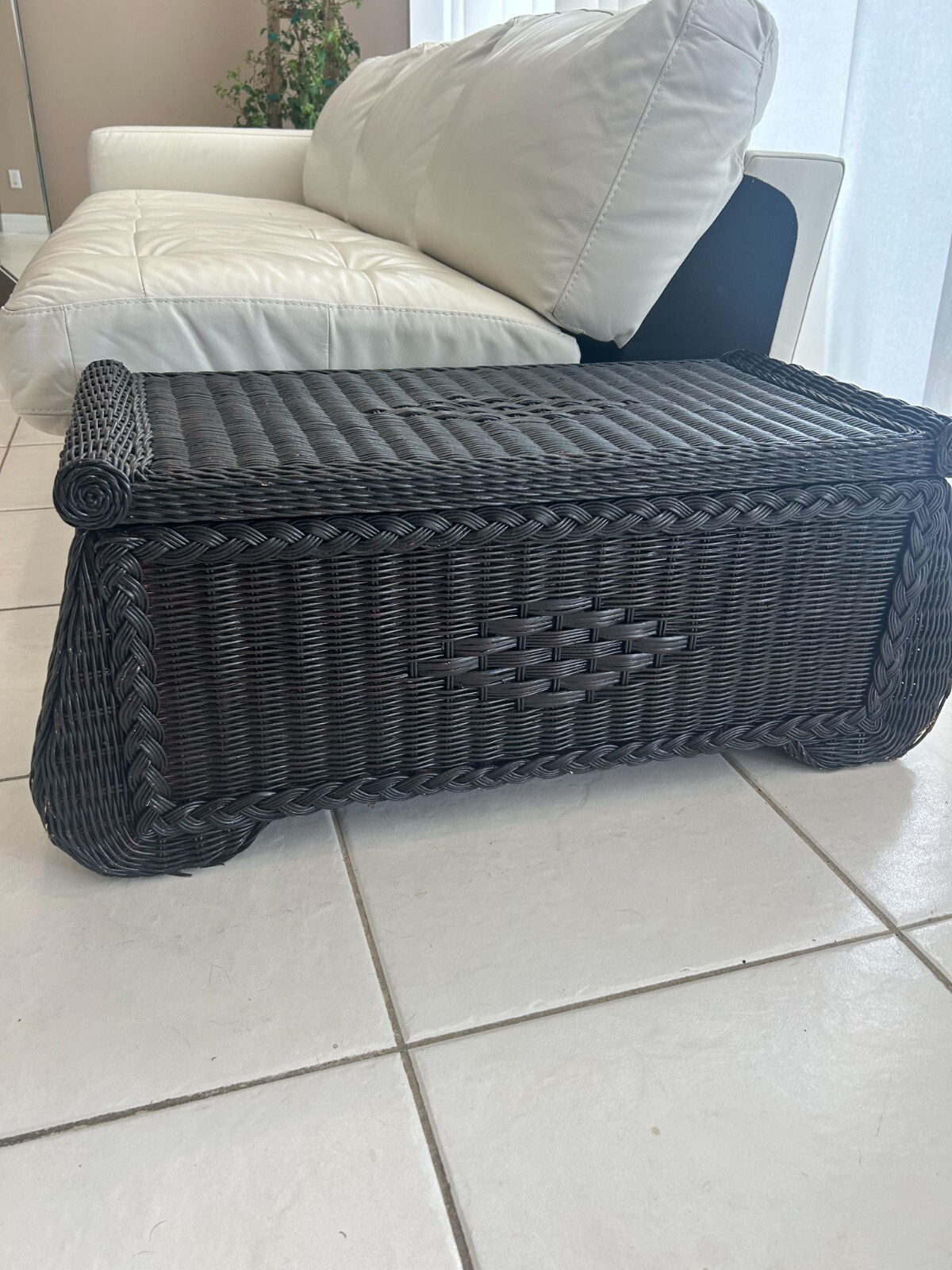 Black Rattan wood chest - great condition