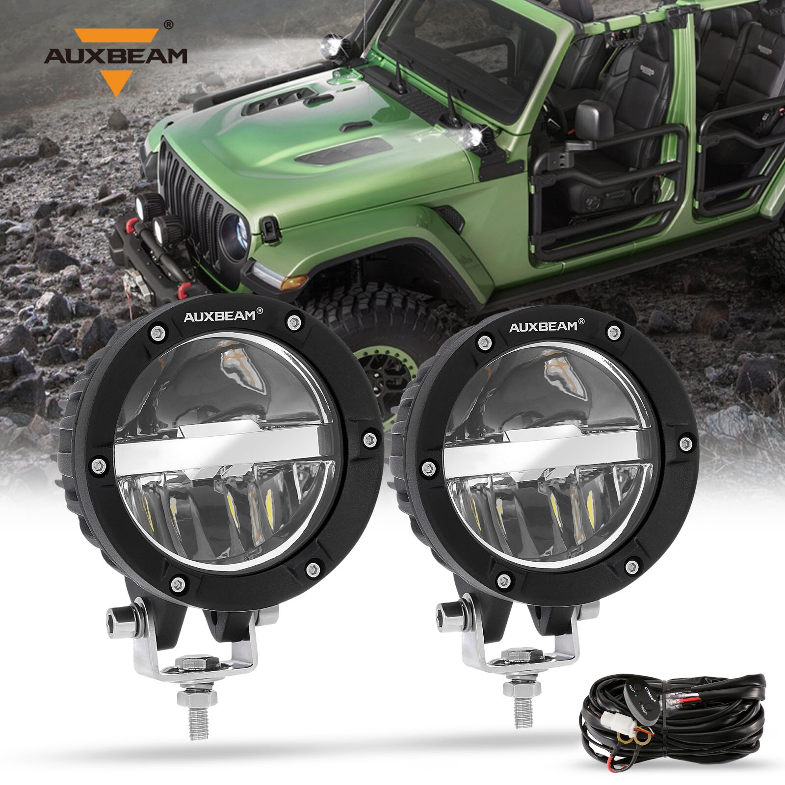 AUXBEAM 4" LED Work Light Bar Spot Pods Truck Offroad 4WD Driving Fog Light Lamp