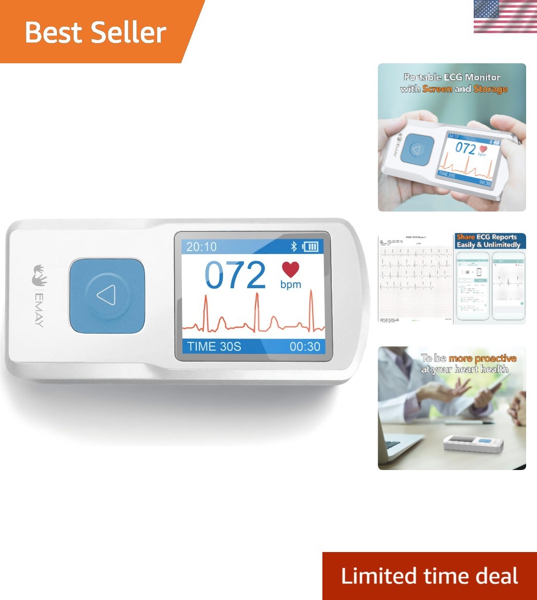 Portable ECG Monitor | Record ECG and Heart Rate | Compatible with Smartphone...