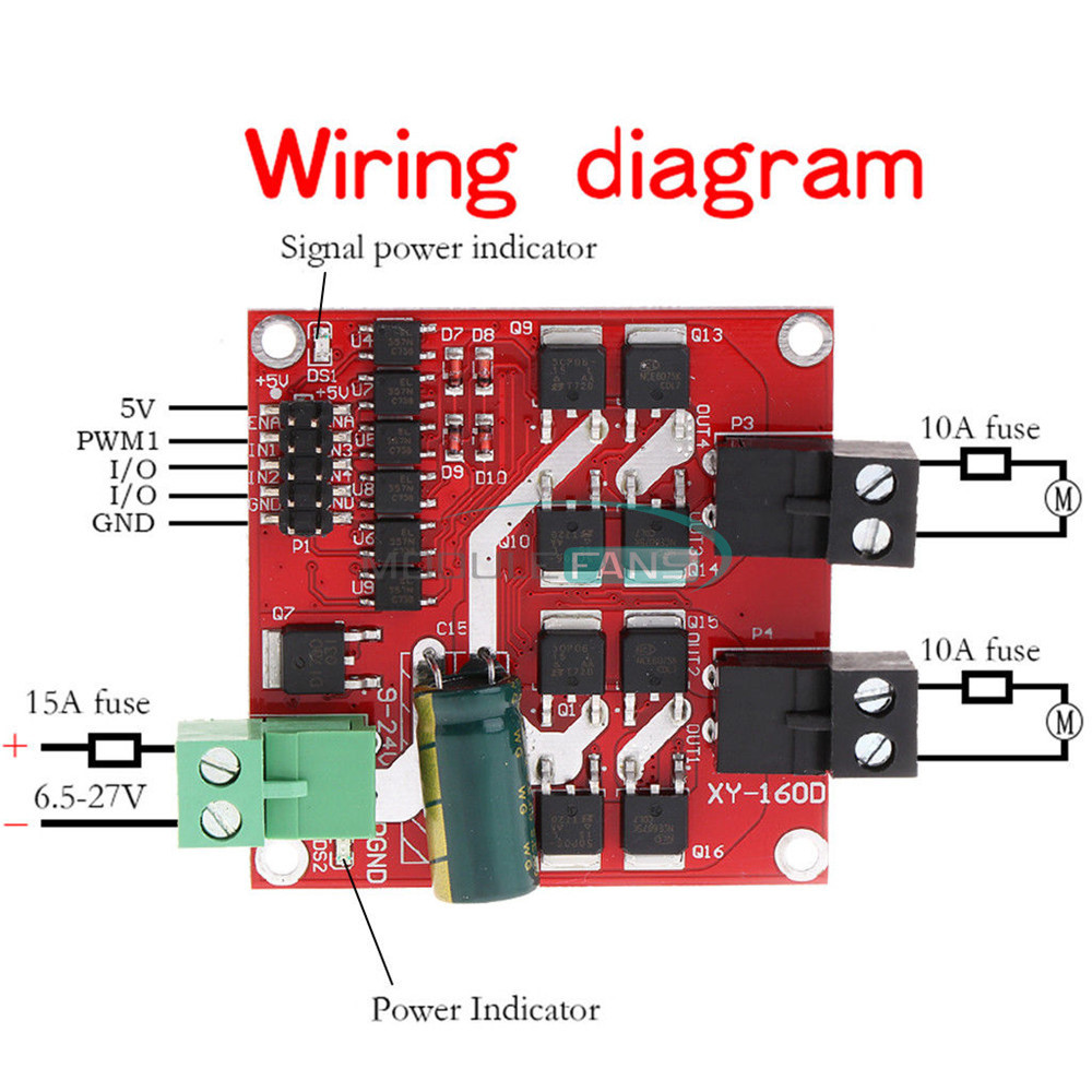 7A 160W Dual DC-Motor Drive Module L298 Logic Positive Negative PWM Speed XY160D