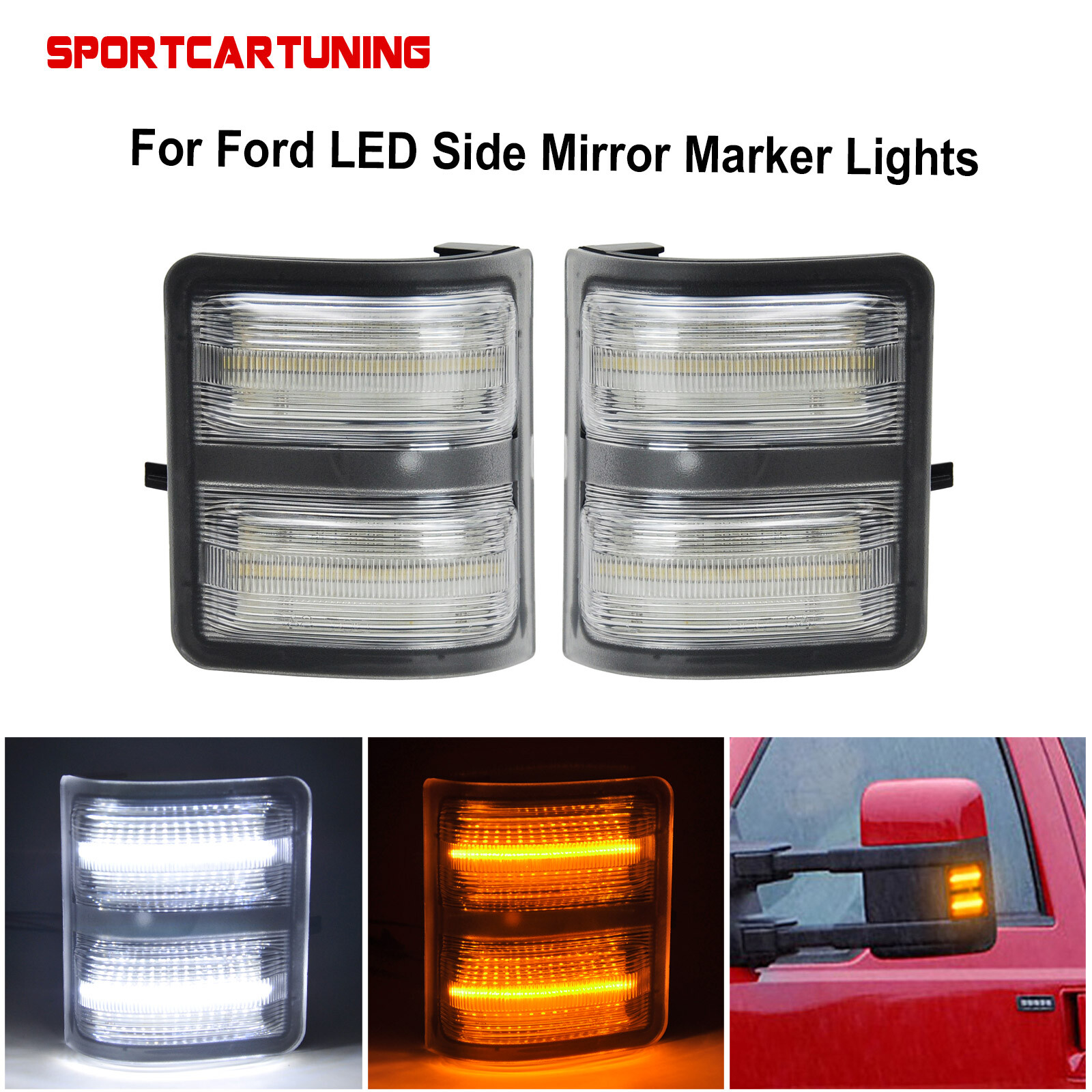 LED Side Mirror Marker Lights Lamp Clear For 2008-2016 Ford F250 F350 F450 F550