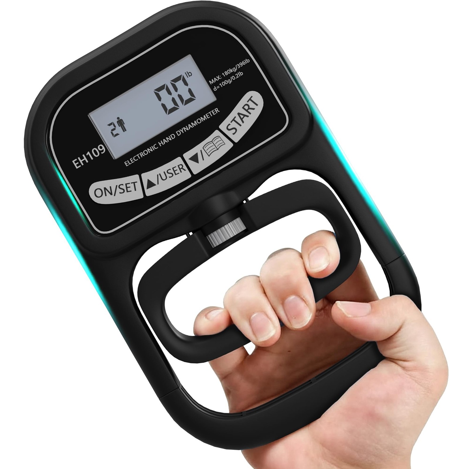 Hand Grip Strength Tester 396lbs/180kg Digital Dynamometer with LED Display, ...