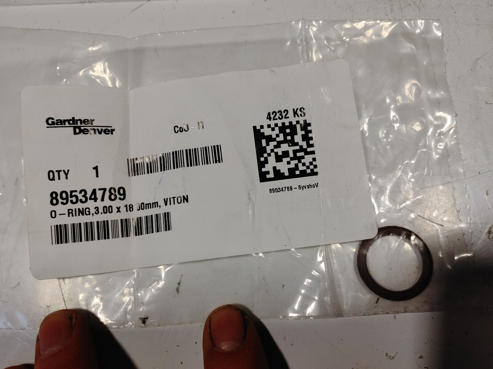 Gardner Denver 89534789 O-Ring, 3.00 X 18.00Mm, Viton (OEM) (Y2DW2)