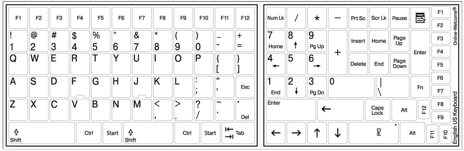 REPLACEMENT ENGLISH US KEYBOARD STICKER WHITE  F/COMPUTER LAPTOP ONLINE-WELCOME