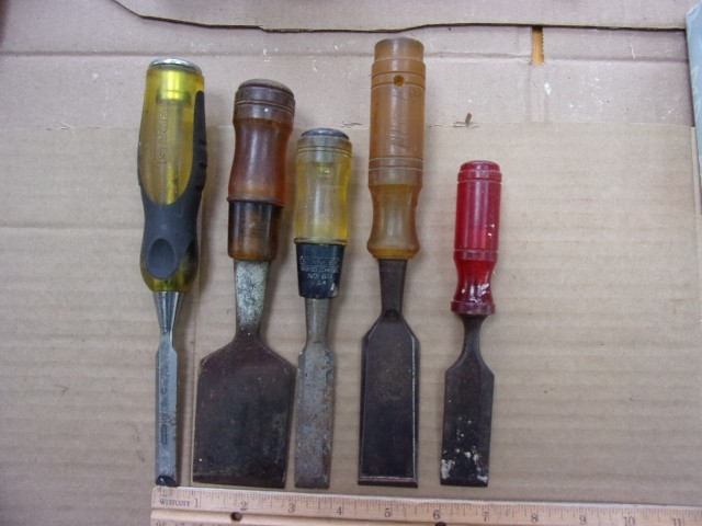 vintage chisel lot stanley mayhew and unk red handle