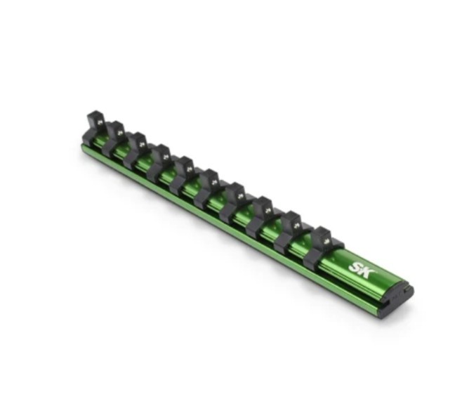 SK Socket Rail 3/8" Dr 12" Magnetic 10 Clip SKM3810 New Lifetime Warranty Green