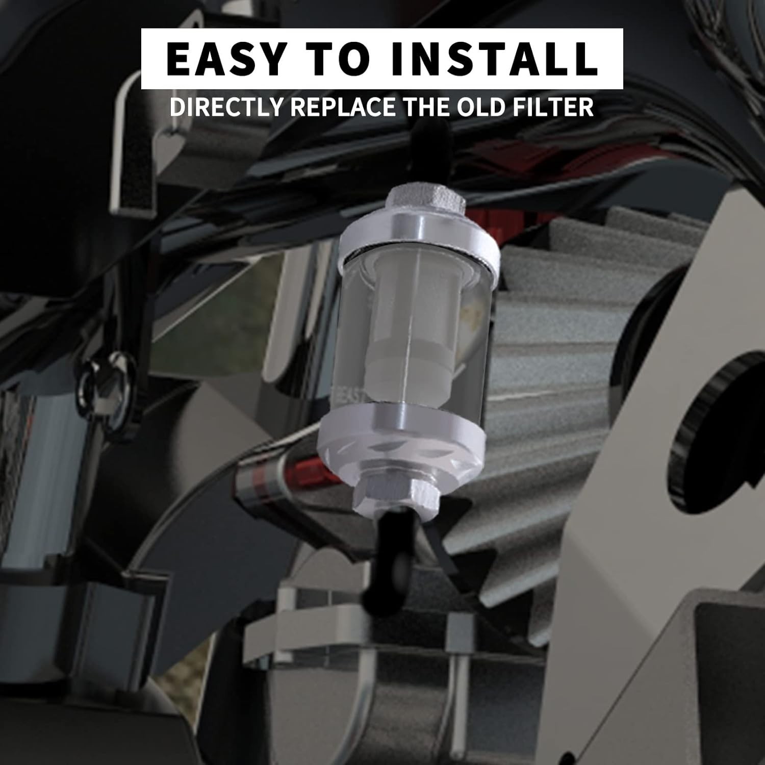 5/16 Inline Fuel Filter with Chrome Surface and Clear View Glass Fuel Filter ...