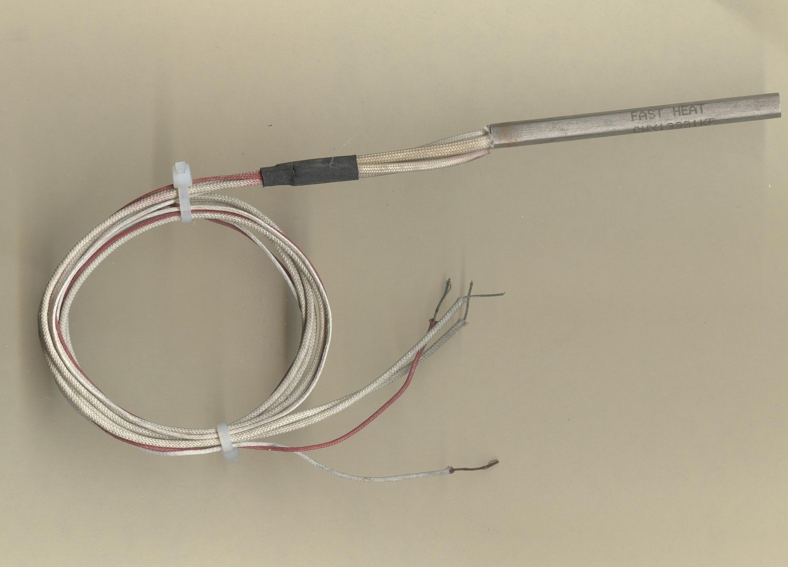FAST HEAT Cartridge Heater 6.5mm Dia X 80mm Long 200W 240V 12" Lead & Type J