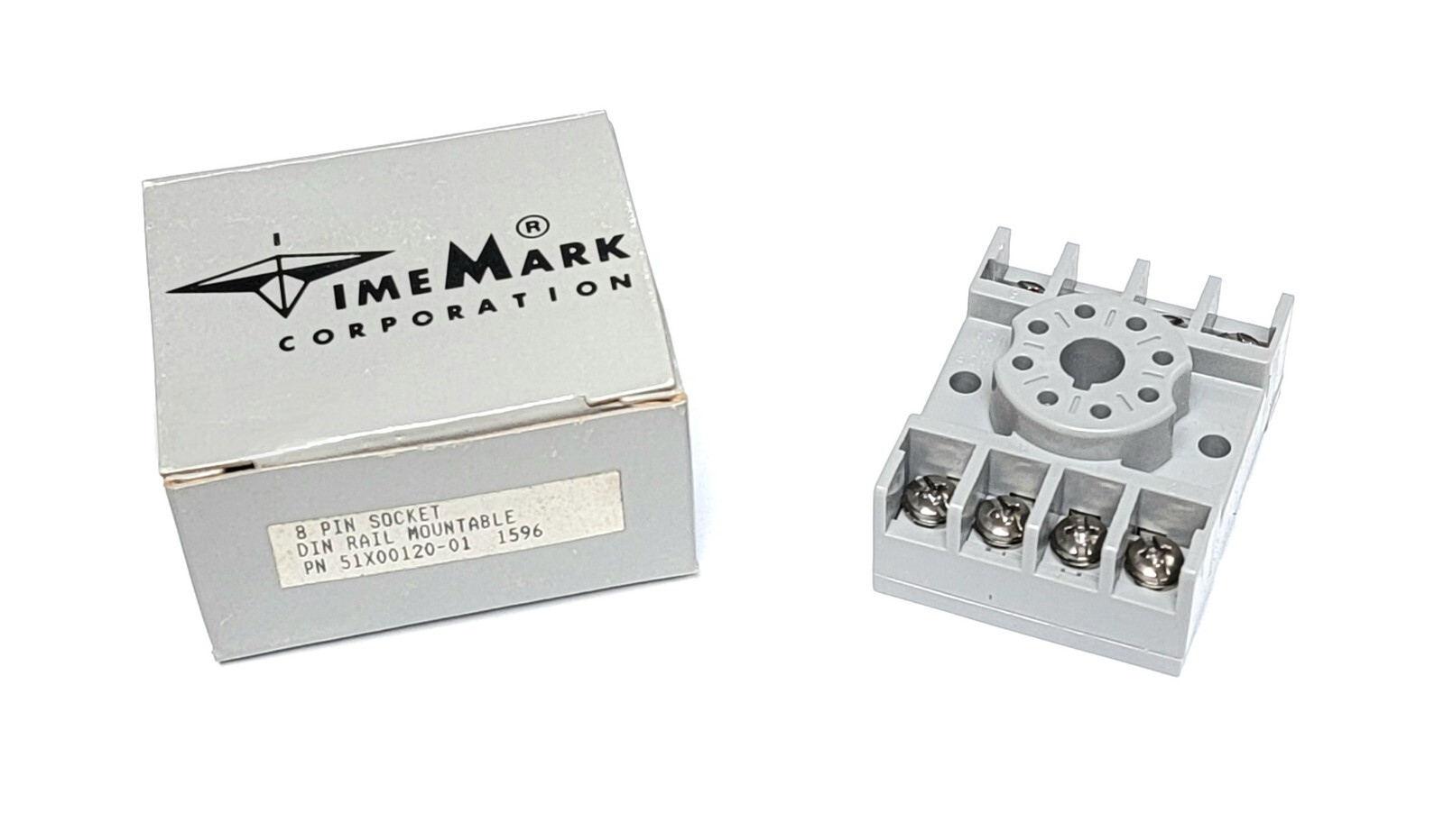 TIME MARK 51X00120-01, Relay Socket, 8-Pin, 600VAC, Din Rail Mountable