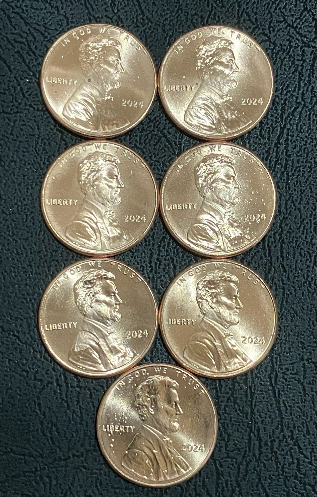 2024 BU Lincoln Shield Error Pennies Struck Through Grease,Plating Bubbles
