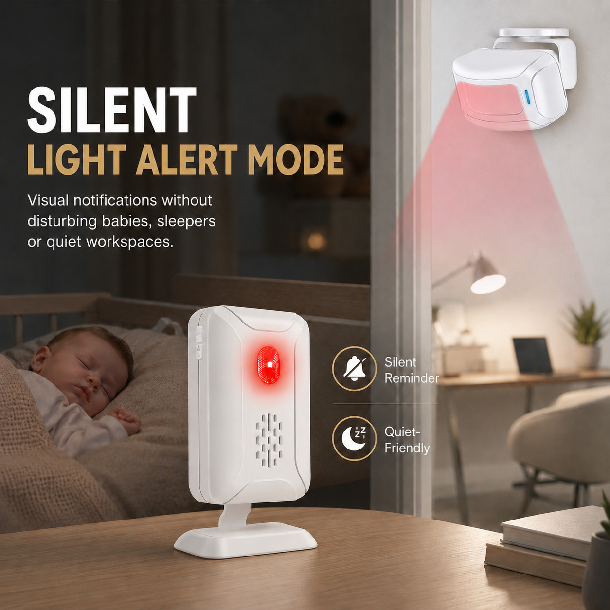 Wireless Door Chime Motion Sensor Alarm for Store Office 918ft Range 36 Chimes