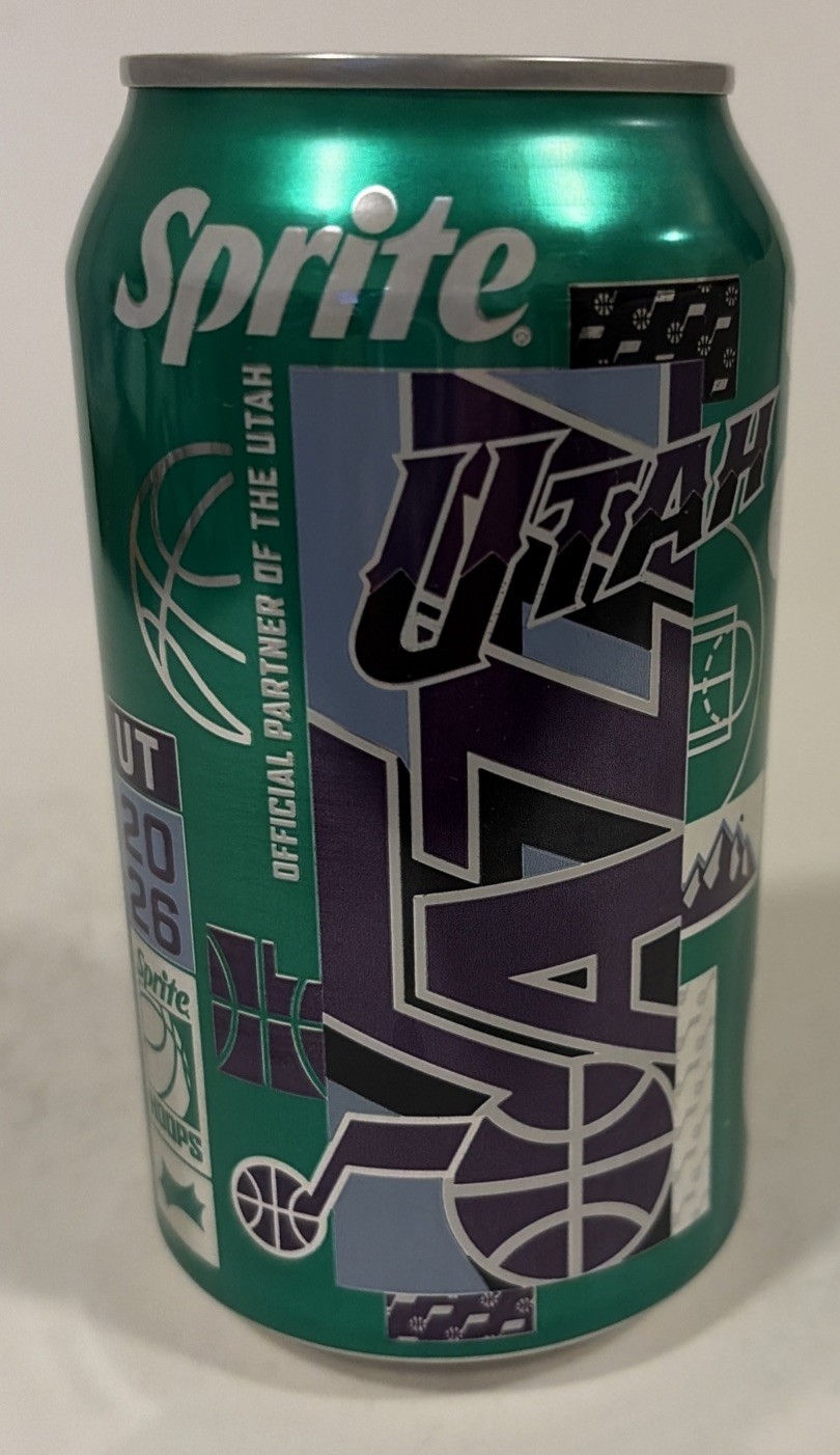 2026 12oz. SPRITE CAN ( UTAH JAZZ BASKETBALL) EMPTY BOTTOM OPENED
