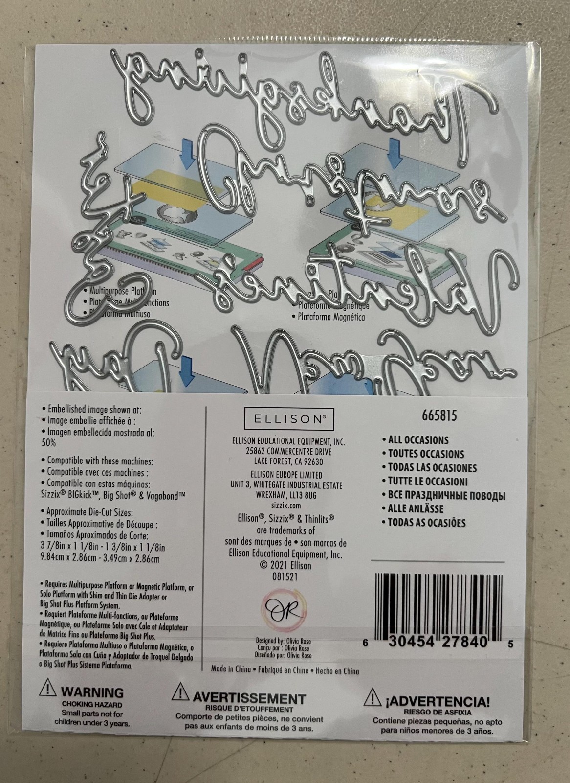 Sizzix Thinlits ALL OCCASIONS by Olivia rose metal die cuts