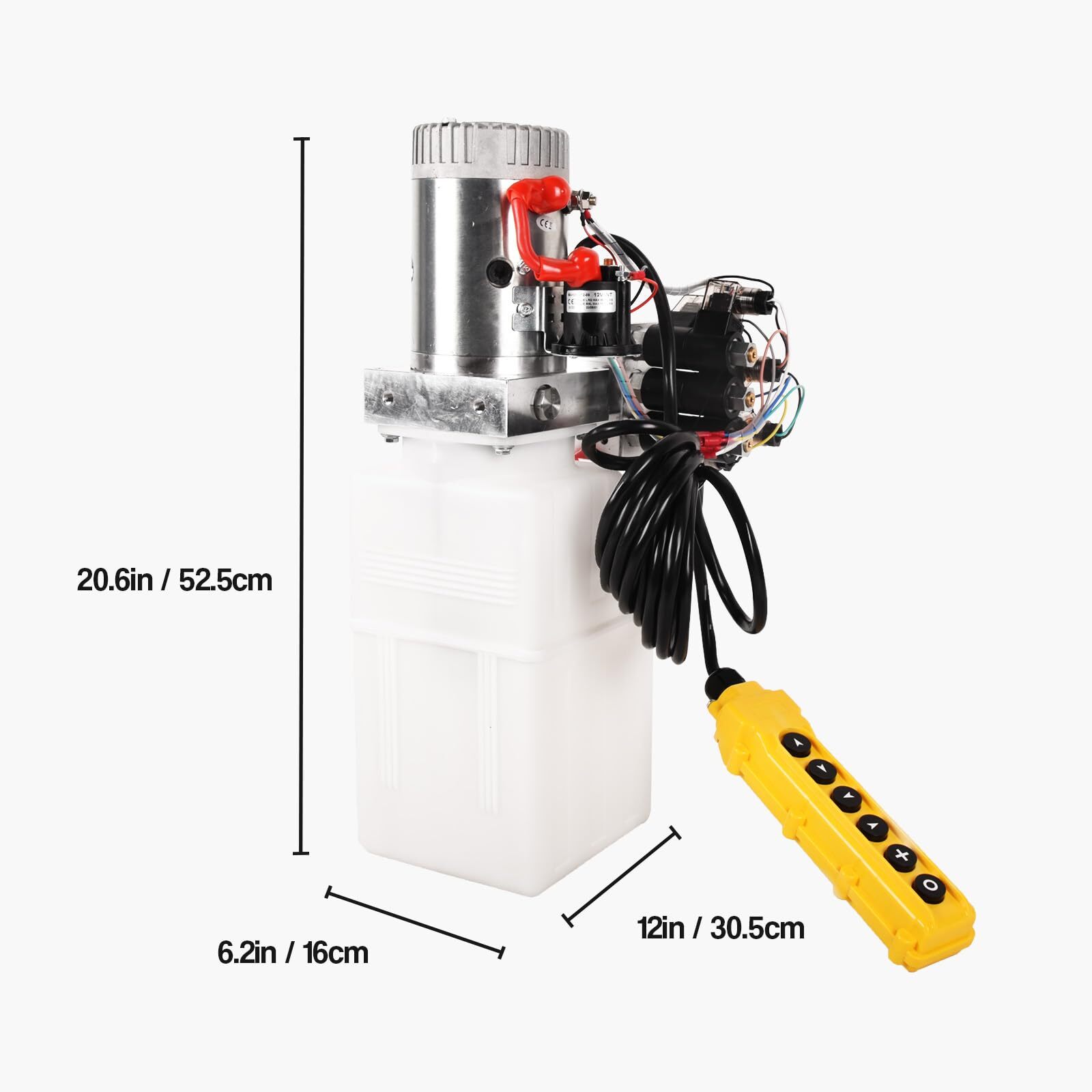 6 Quart Hydraulic Pump Double Acting Dump Trailer Pump 12V DC Plastic Reservoir