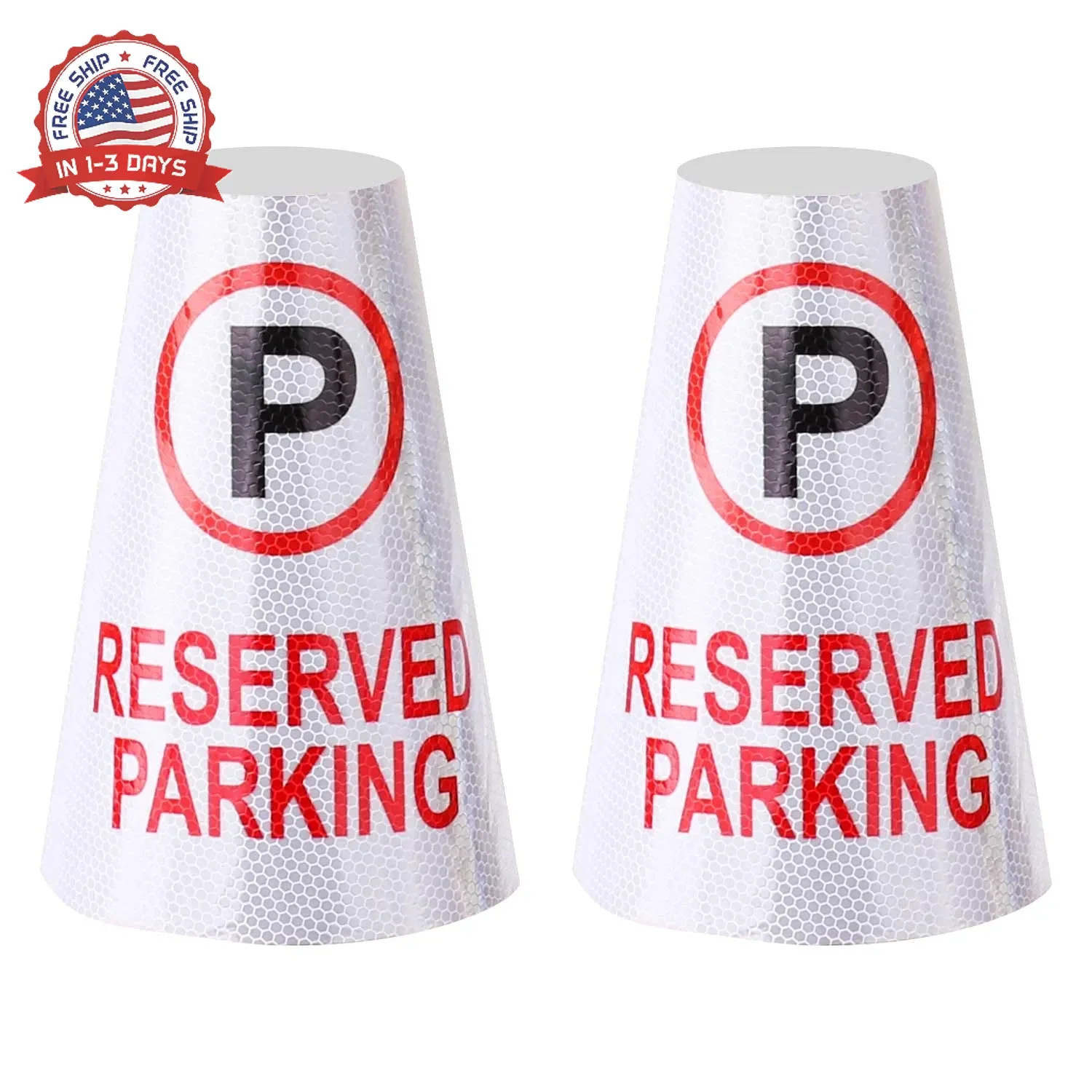 2 Pack Reserved Parking Bright Reflective Collars Sleeve, Cone Message S