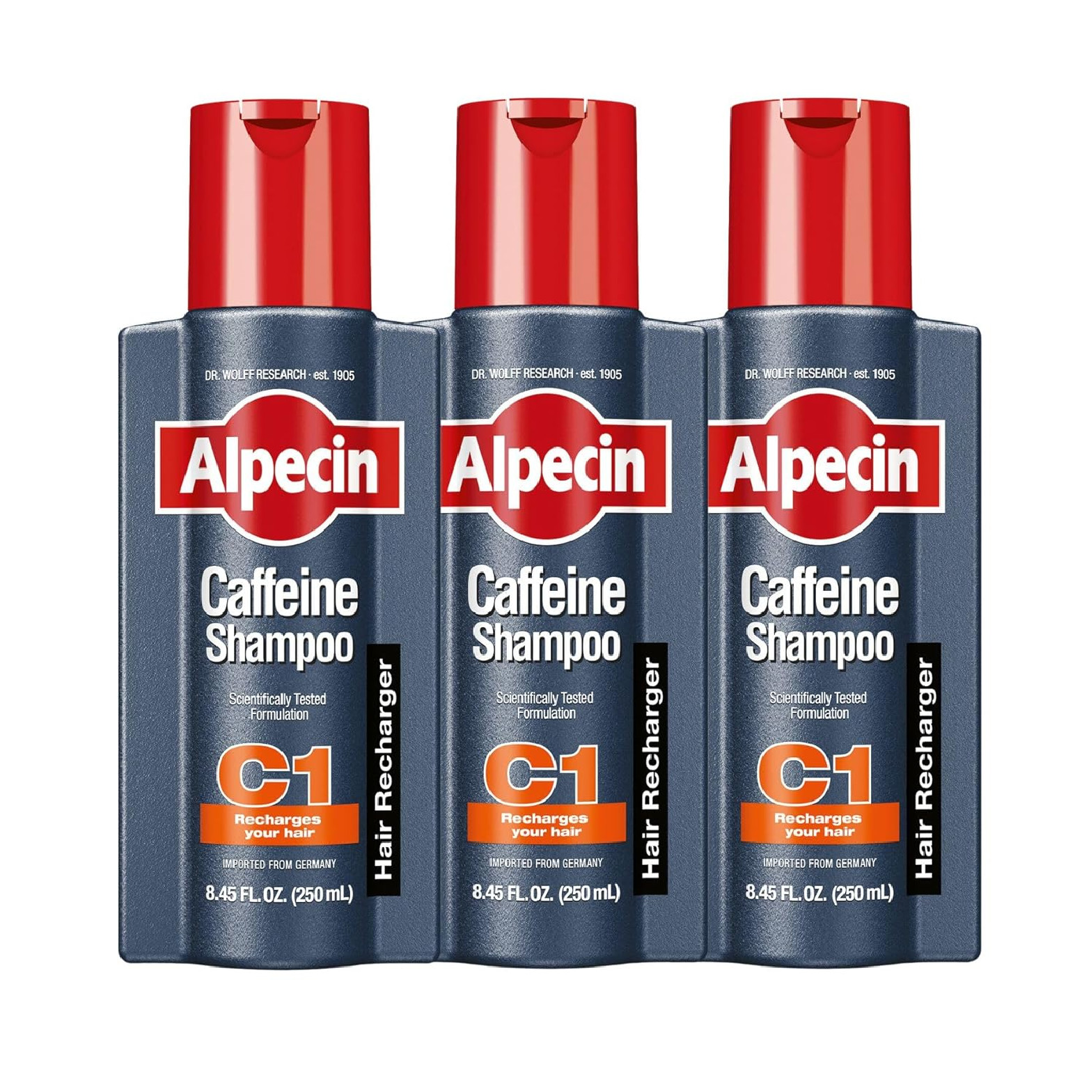 Alpecin C1 Caffeine Shampoo 8.45 fl Oz (Pack of 3) I Hair Performance Enhancer I