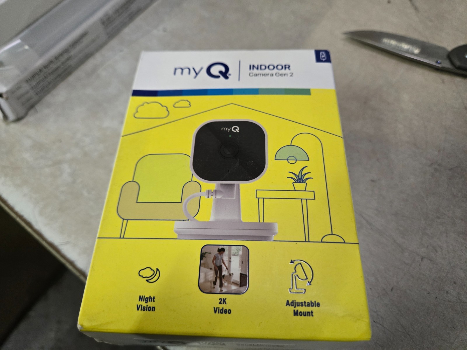 SEALED myQ Indoor Plug-in Security Camera Gen 2 – 2K Smart Wi-Fi with Night