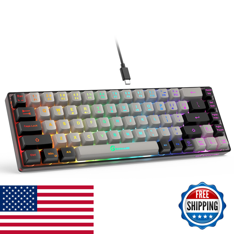 Geodmaer 65 Gaming Keyboard Wired Backlit Mini Keyboard Ultra-Compact