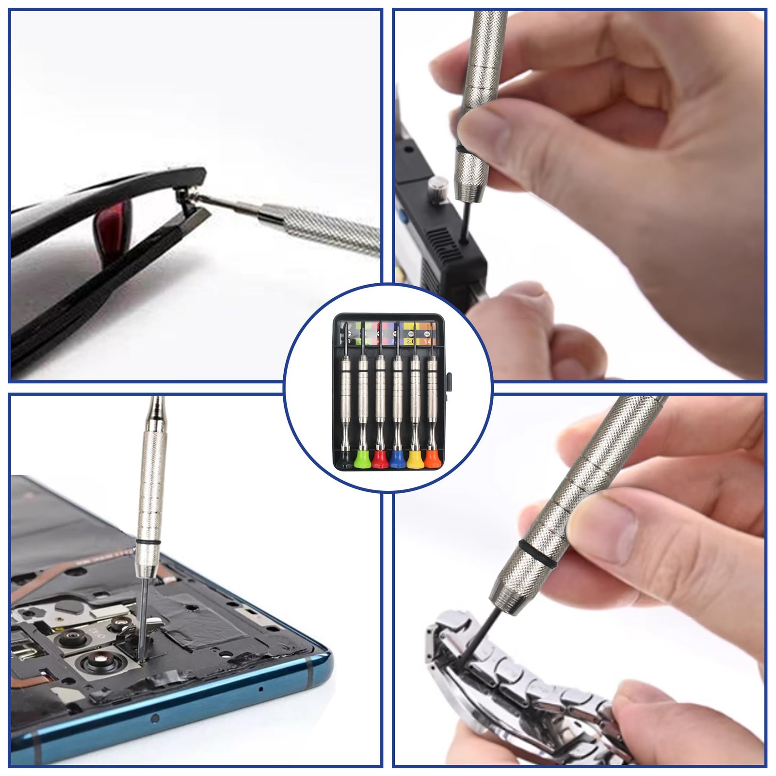 6Pcs Small Screwdriver Set -3pcs Flathead and 3pcs Phillips Micro Colorful