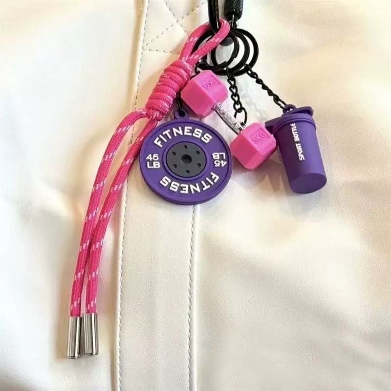 Fitness Strength Series Keychain Dopamine Kettlebell Dumbbell Gift Pendant
