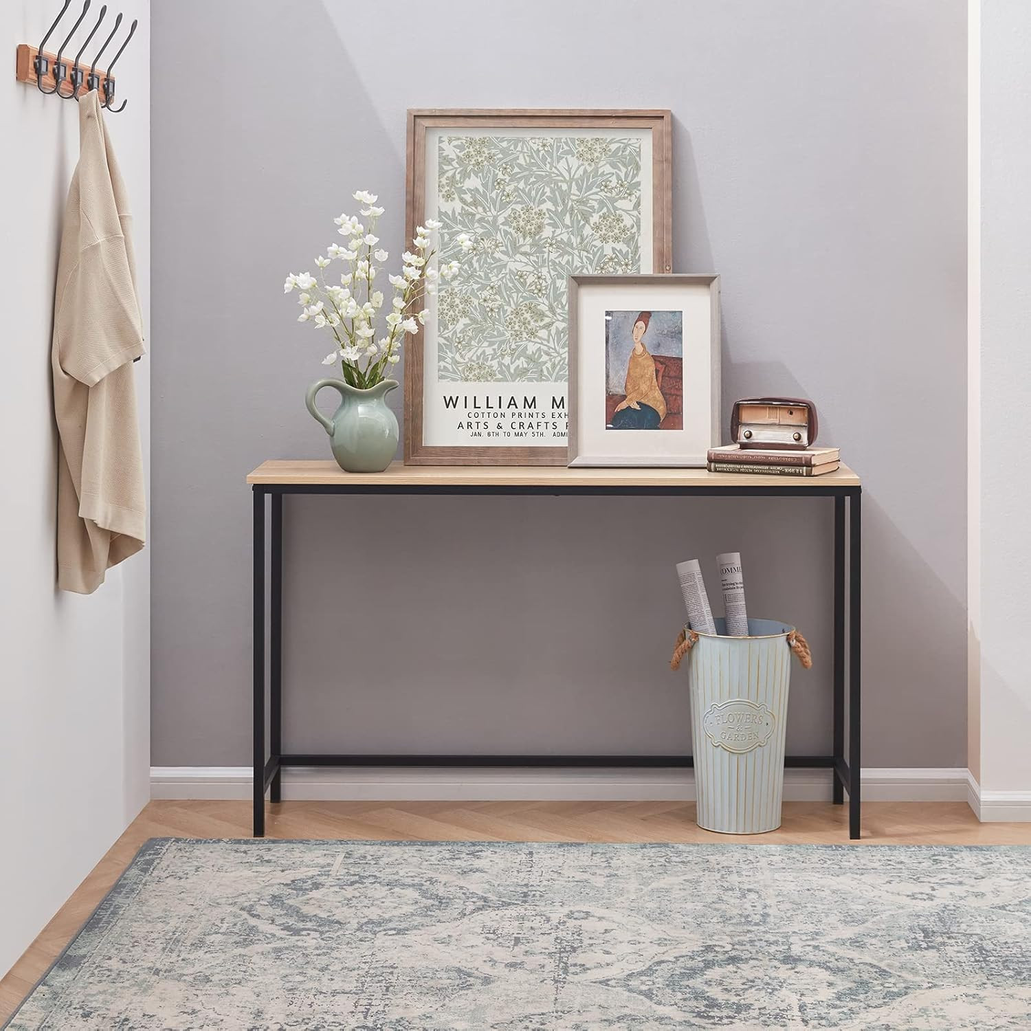 Lifewit 39.4 Inch Console 39.4"L X 11.8"W X 28.3"H, Light Oak