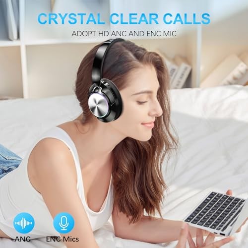 TSYUCXH Noise Cancelling Over Ear Wireless Bluetooth Headphones with Microphone,