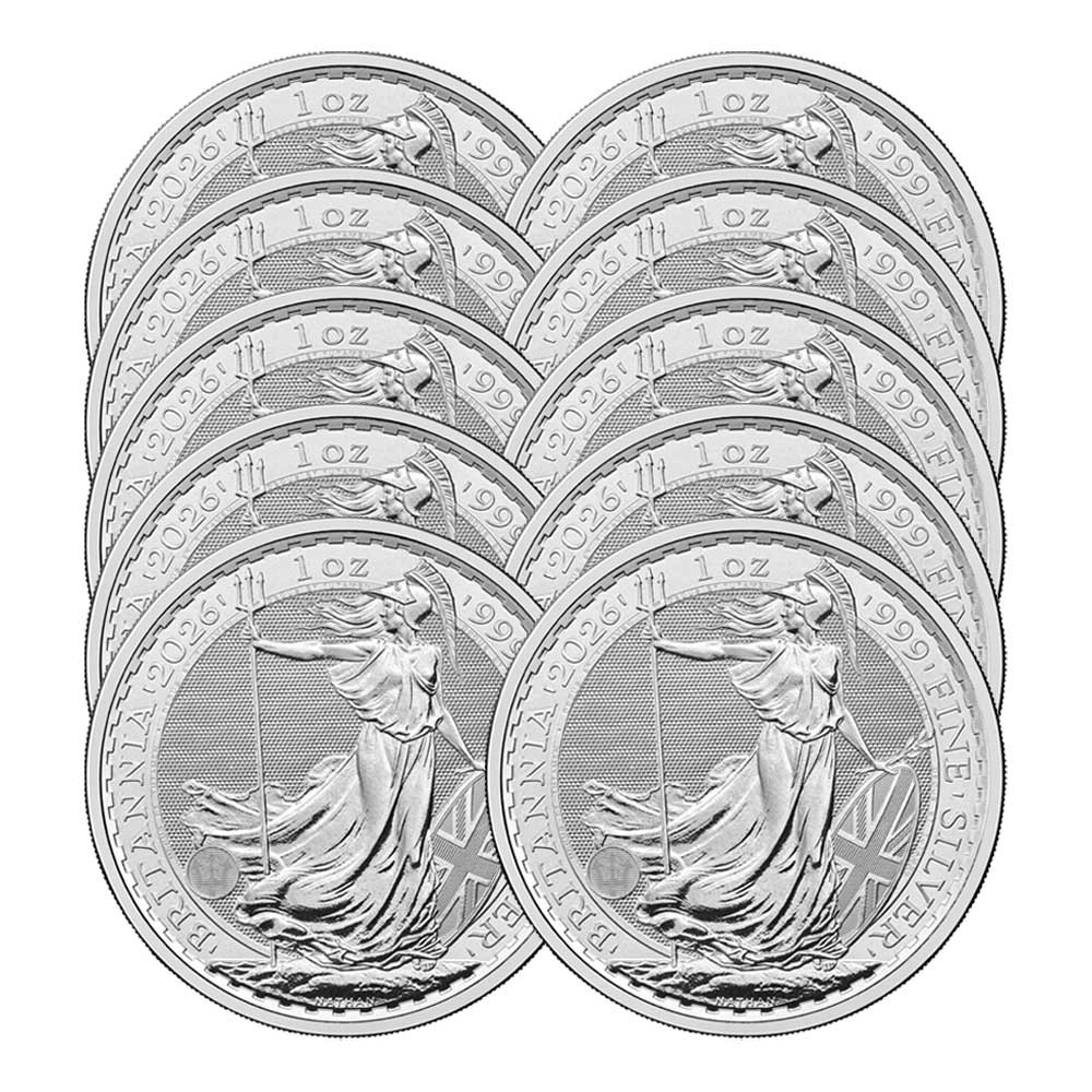 Lot of 10 - 2026 U.K. 2 Pound Silver Britannia .999 1 oz BU