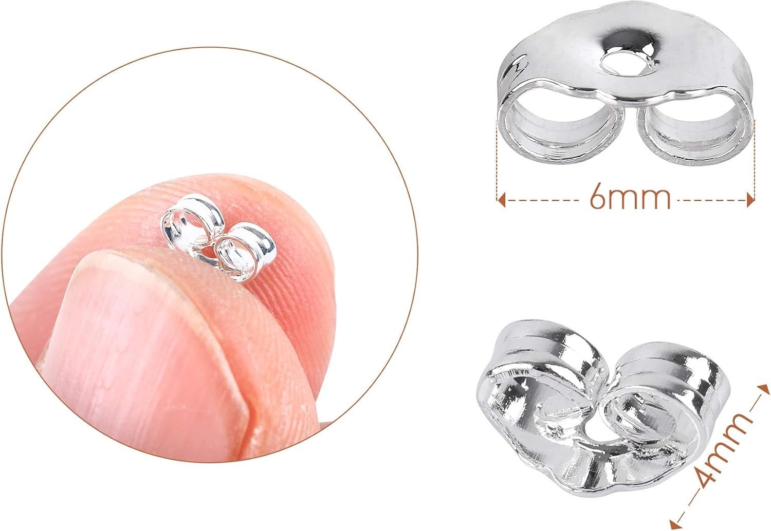 30Pcs/15 Pairs 925 Sterling Silver Earring Backs Replacement Secure Ear Locking,