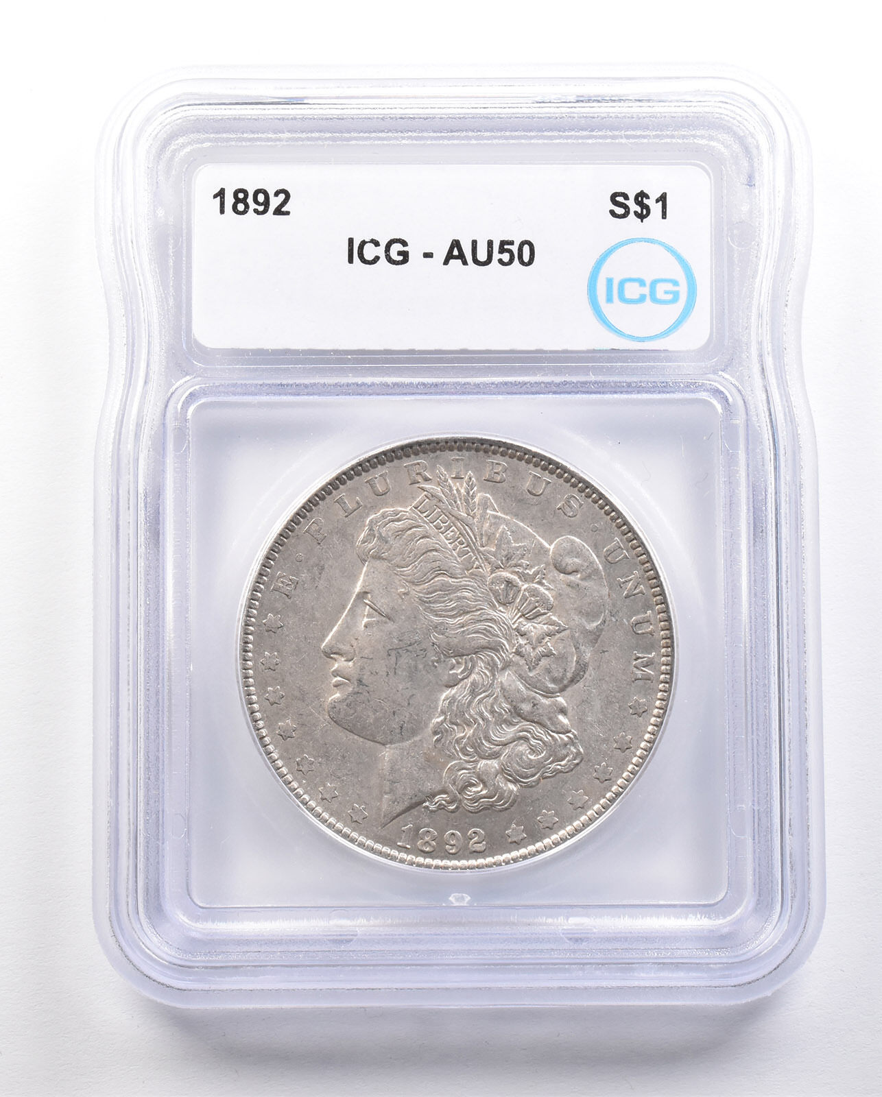 1892 Morgan Silver Dollar AU50 ICG *3403