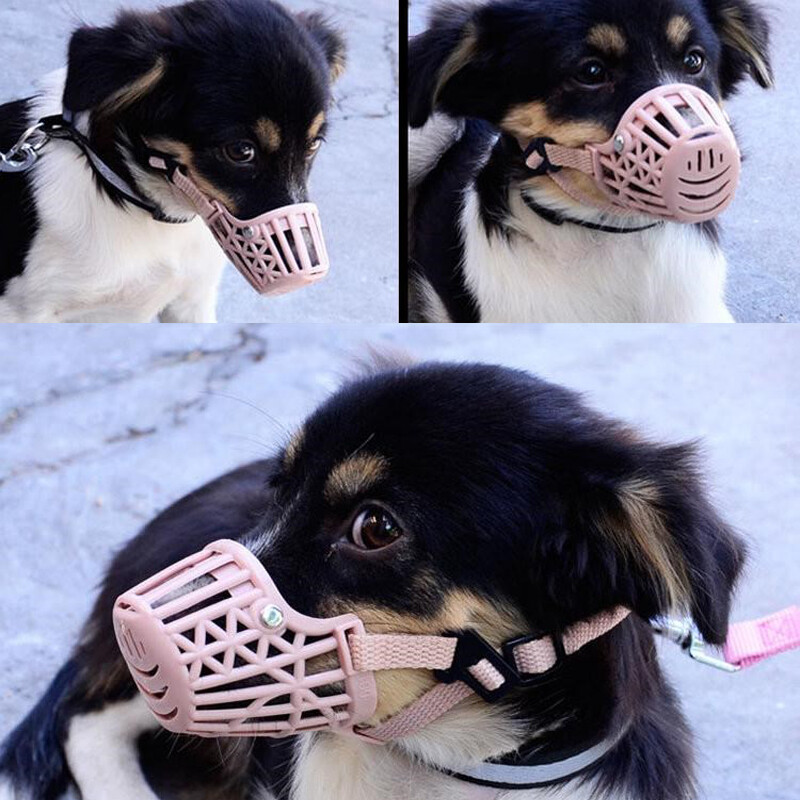Dog Muzzle Mouth Cover Anti Bite Barking Chewing Comfortable Soft Plastic Mask