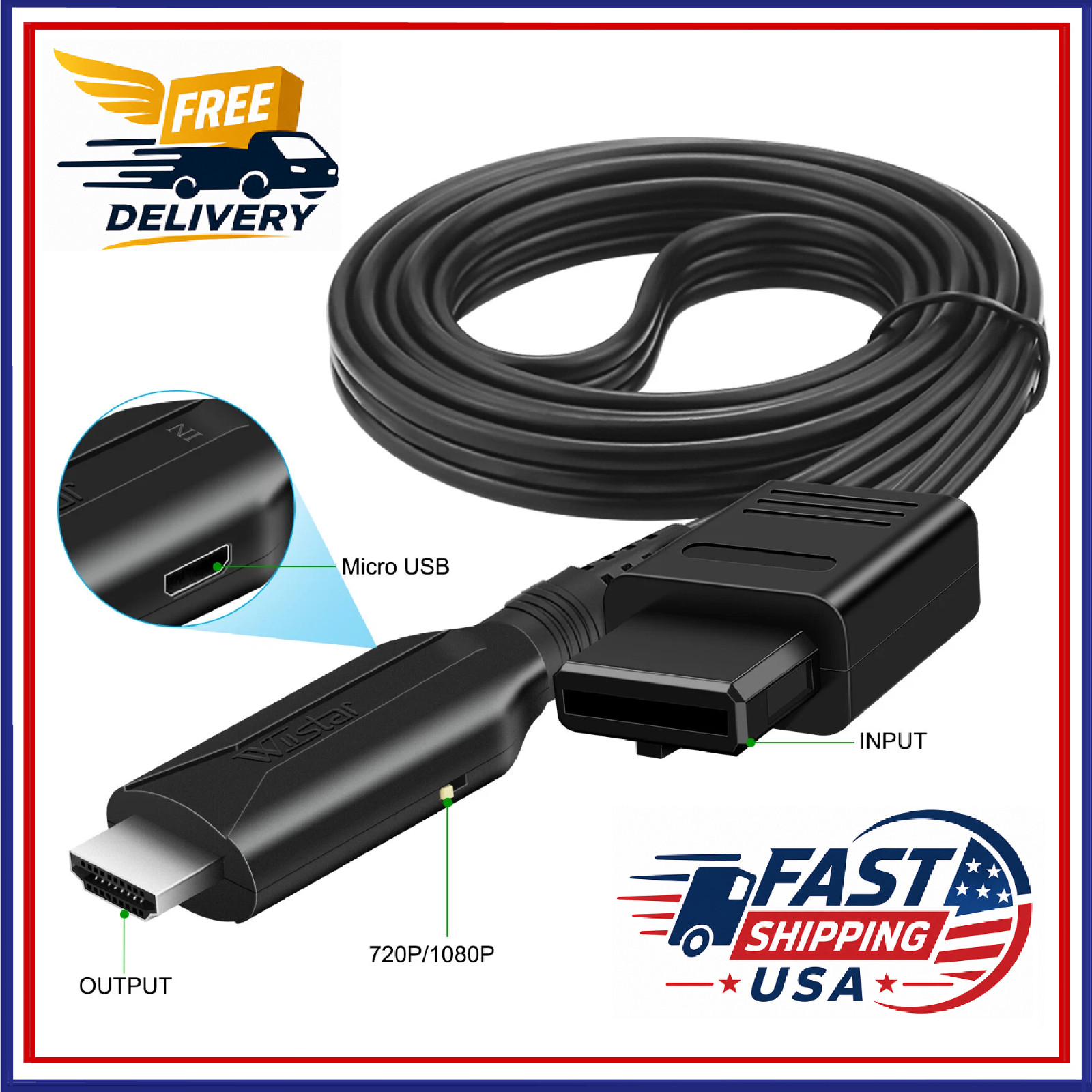 For N64/GameCube/SNES 1080P HD N64 To HDMI Converter HD Link Cable Plug & Play