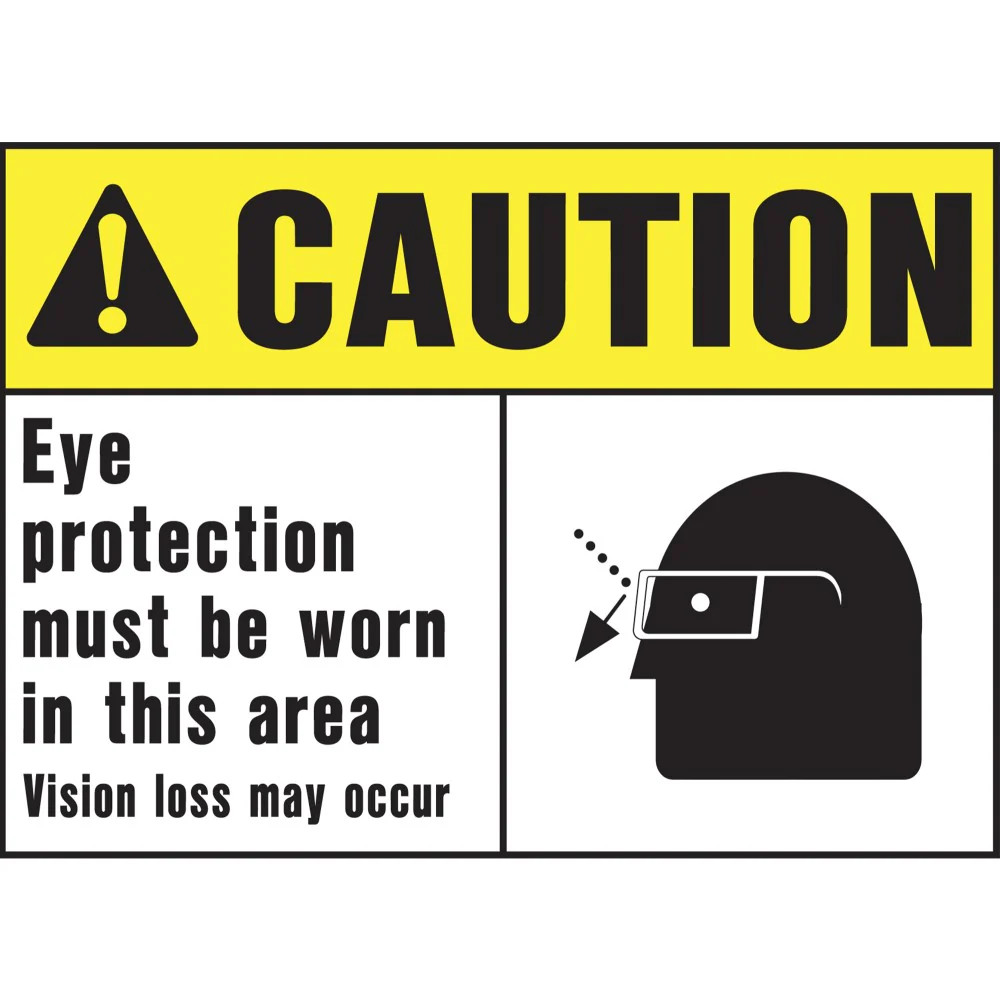 Hy-Ko™ Caution Eye Protection Sign 10" x 14" (5 pcs.)