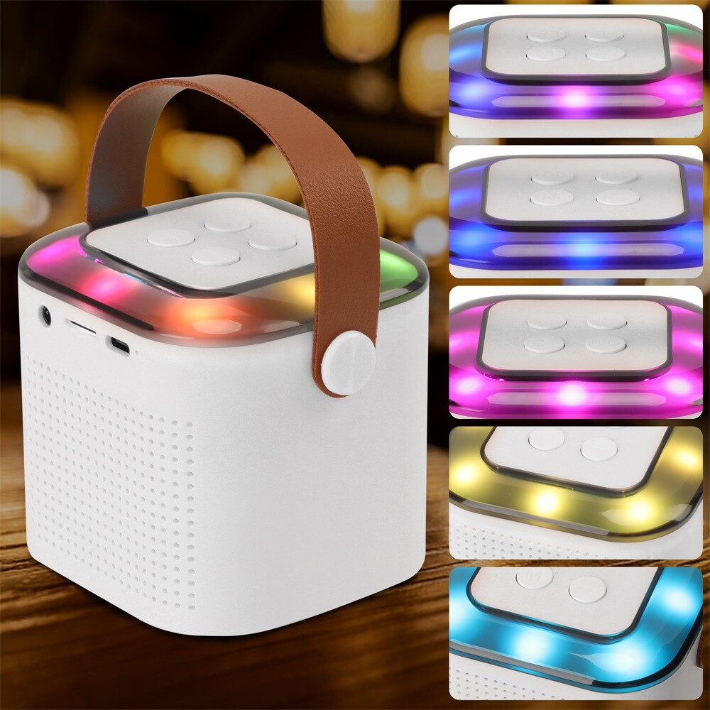 White Portable Kids Karaoke Machine Bluetooth Speaker Mics
