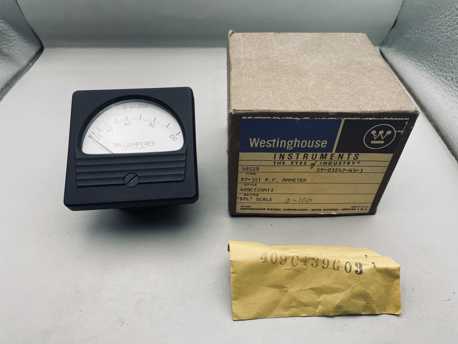 VTG New Old Stock Westinghouse RT-351 Radio Frequency Ammeter 409C550A12 GA28
