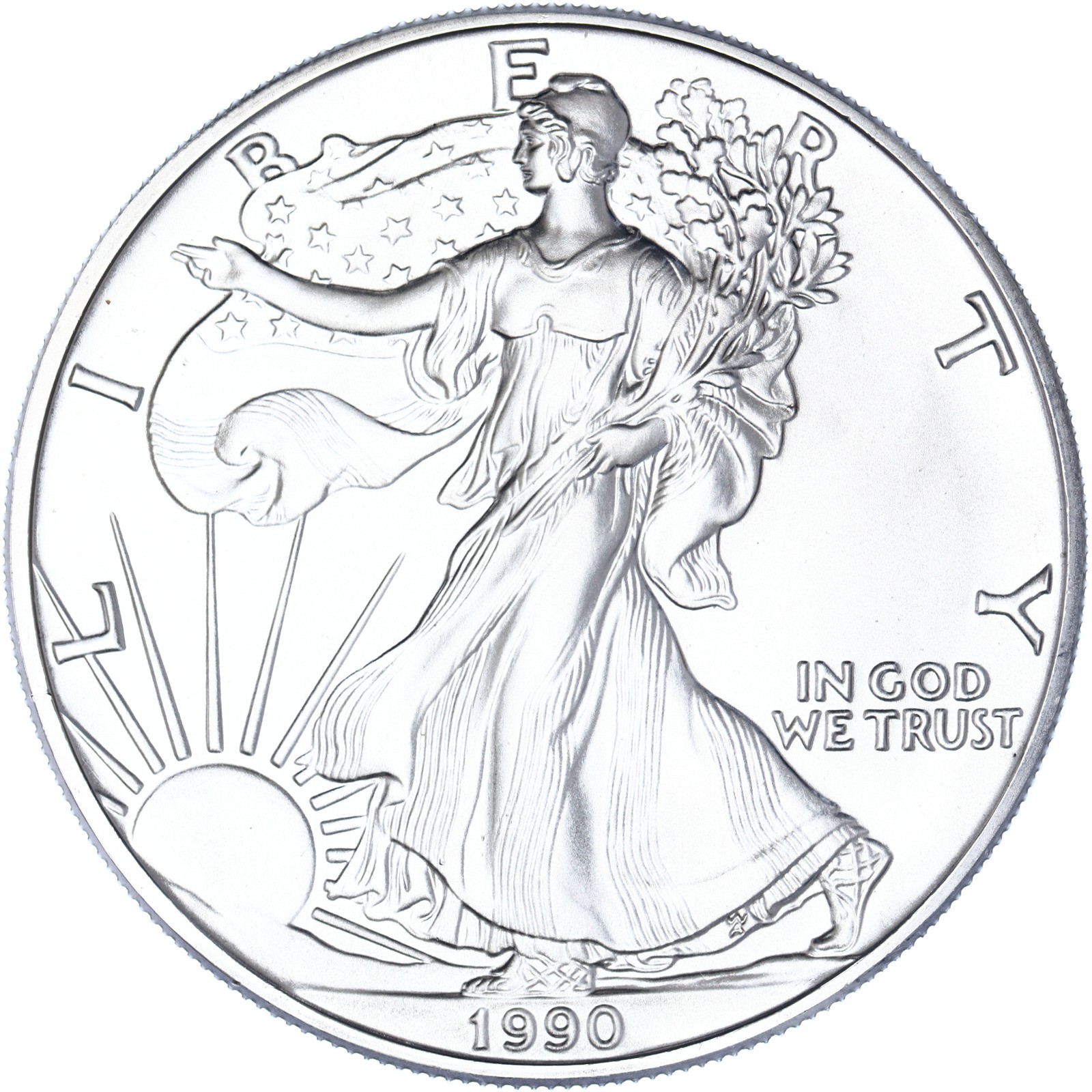 1990 American Silver Eagle 1 Oz Gem Brilliant Uncirculated Coin