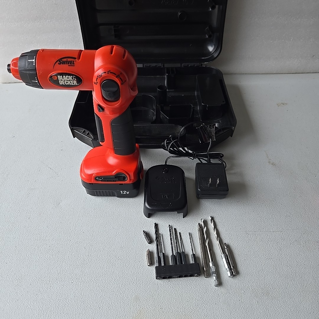 Black & Decker Swivel Drill/Driver 12V Cordless XD1200 Working Battery & Charger
