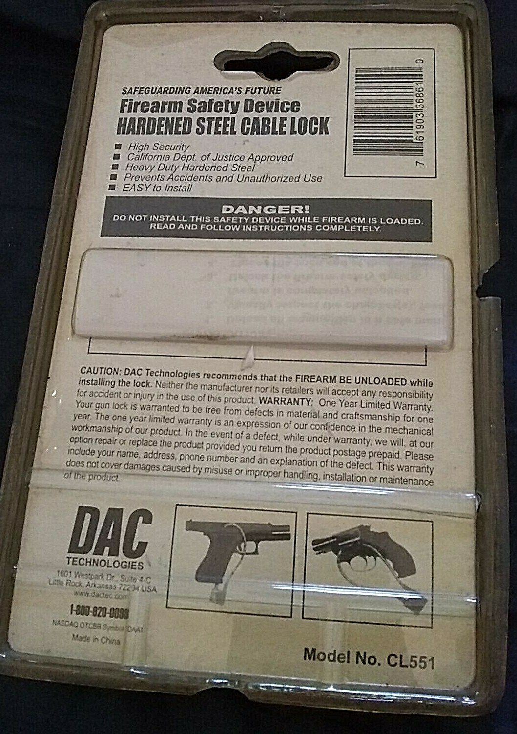 New Firearm Locks Lot Shotlock Model #10000-PTR-4 and CL551DAC Cable Locks