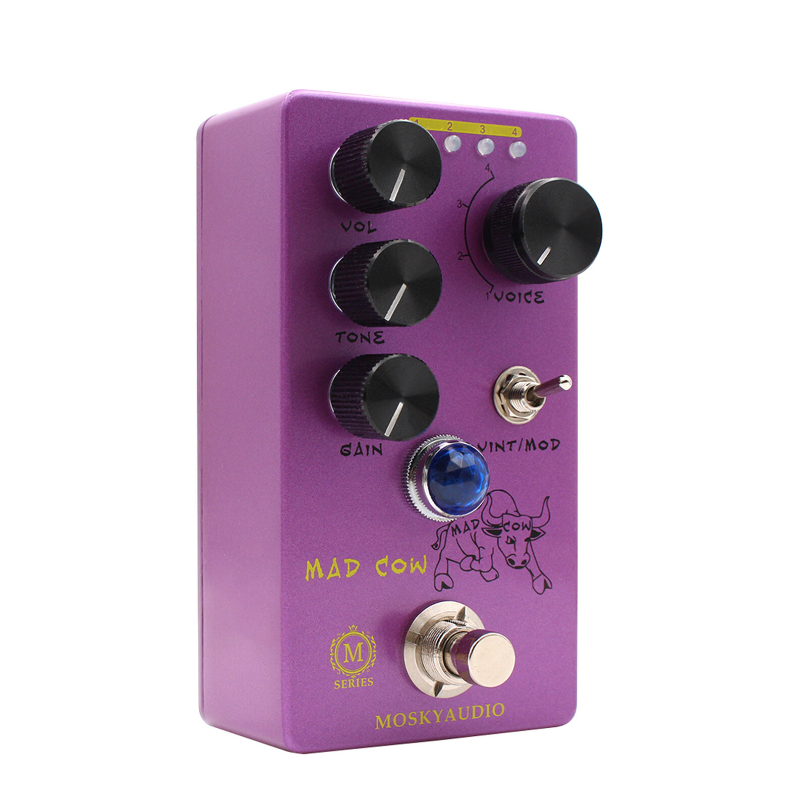 MOSKYaudio Distortion Guitar Effect Pedal 4 Mode True Bypass, Tube Amplifier