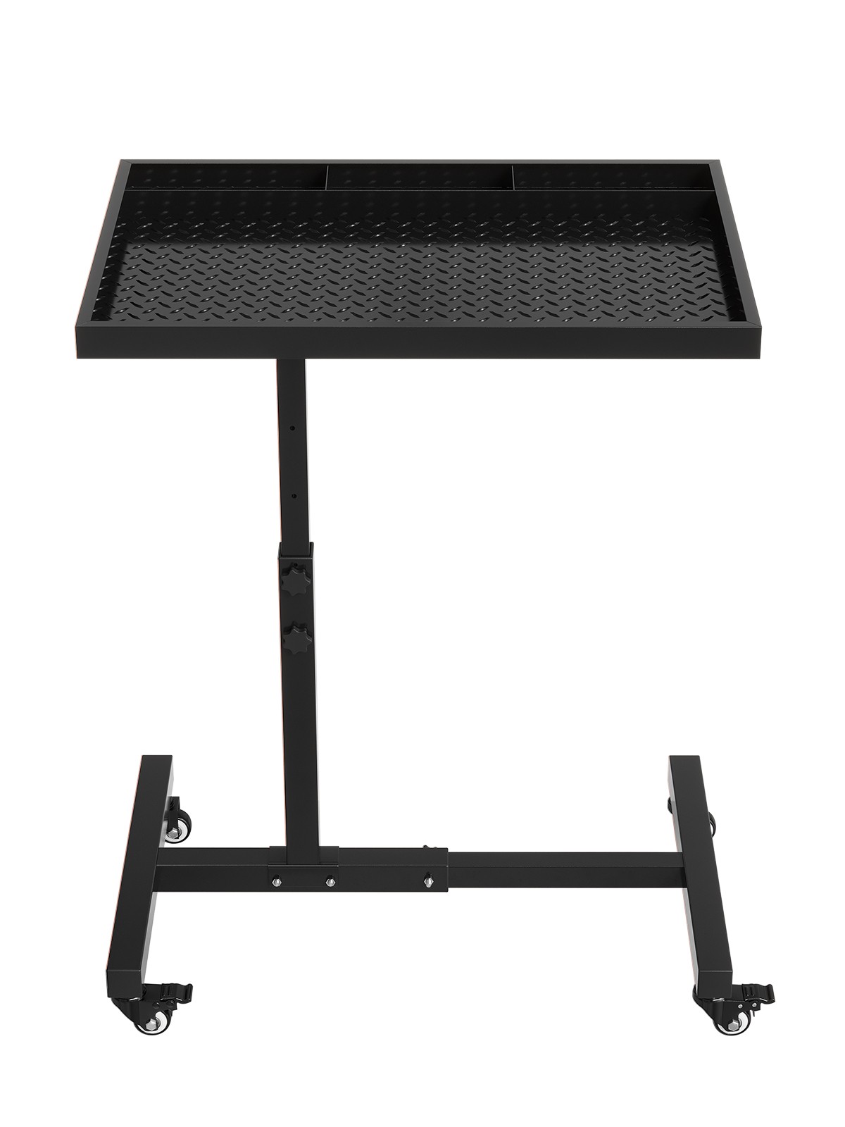 Adjustable Rolling Tool Tray Table on Casters 4 Compartments 220 lb for Workshop
