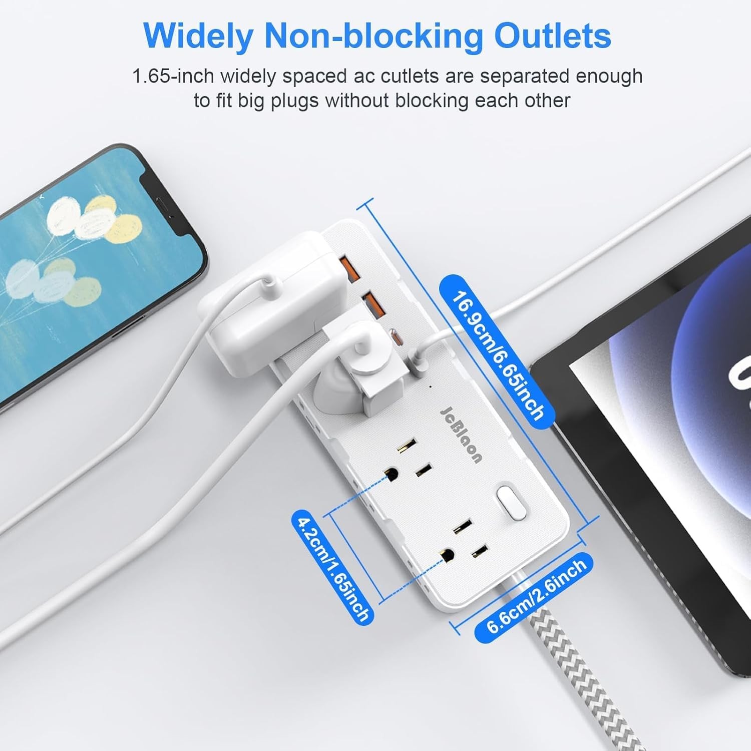 Power Strip Surge Protector - Multi Plug Outlet Adapter with 8 Widely...