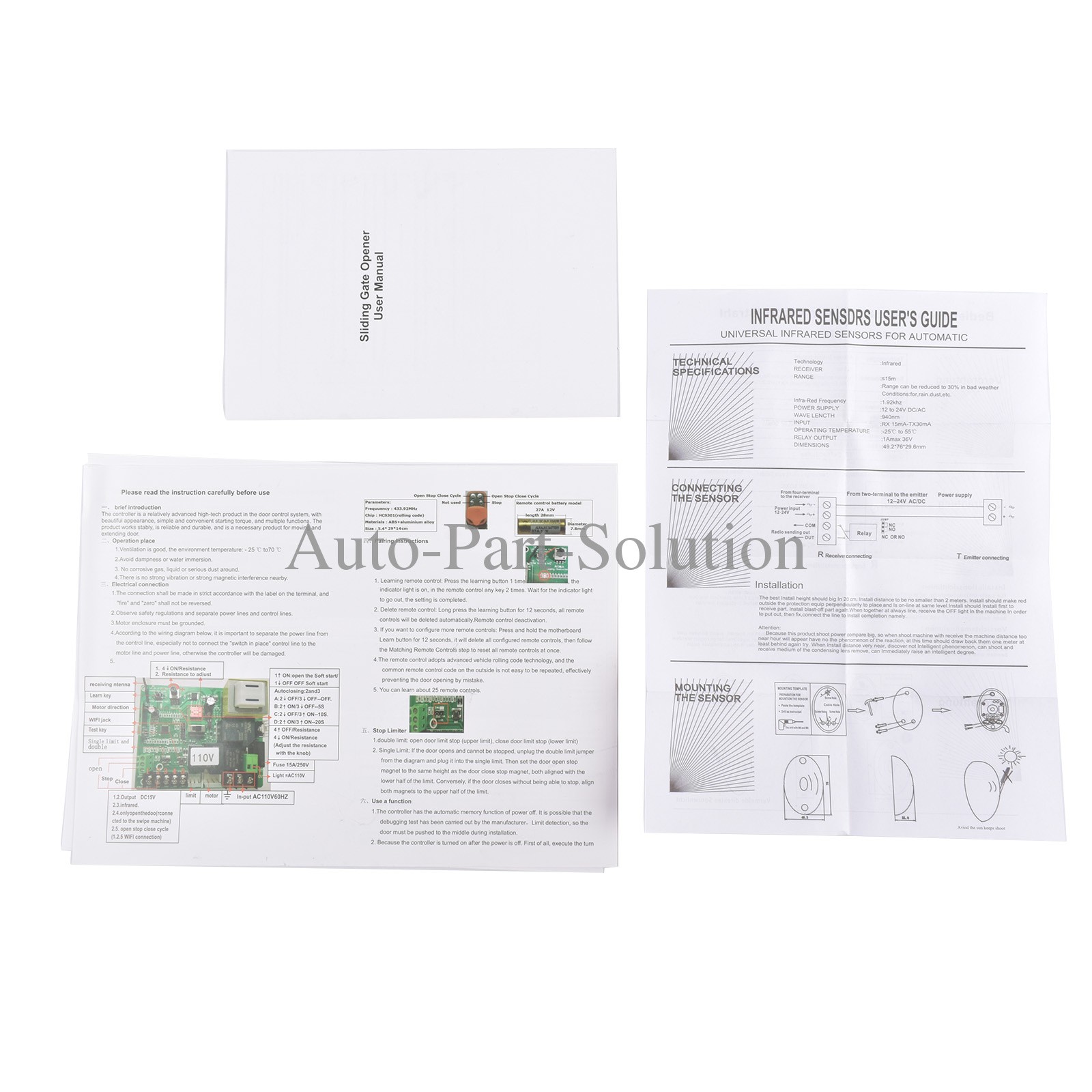 3300lbs Gate Operator Hardware Security System Kit Infrared Sensor APP Control