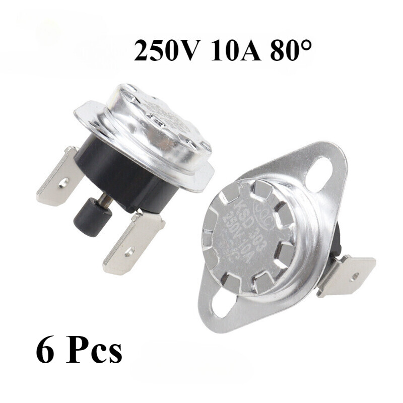 250V 10A NC 80°C Manual Reset Temperature Switch Thermostat KSD301-6 Pcs