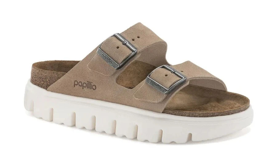 Birkenstock Papillio Womens Arizona Chunky Suede Leather Warm Sand 40 (US 9-9.5)