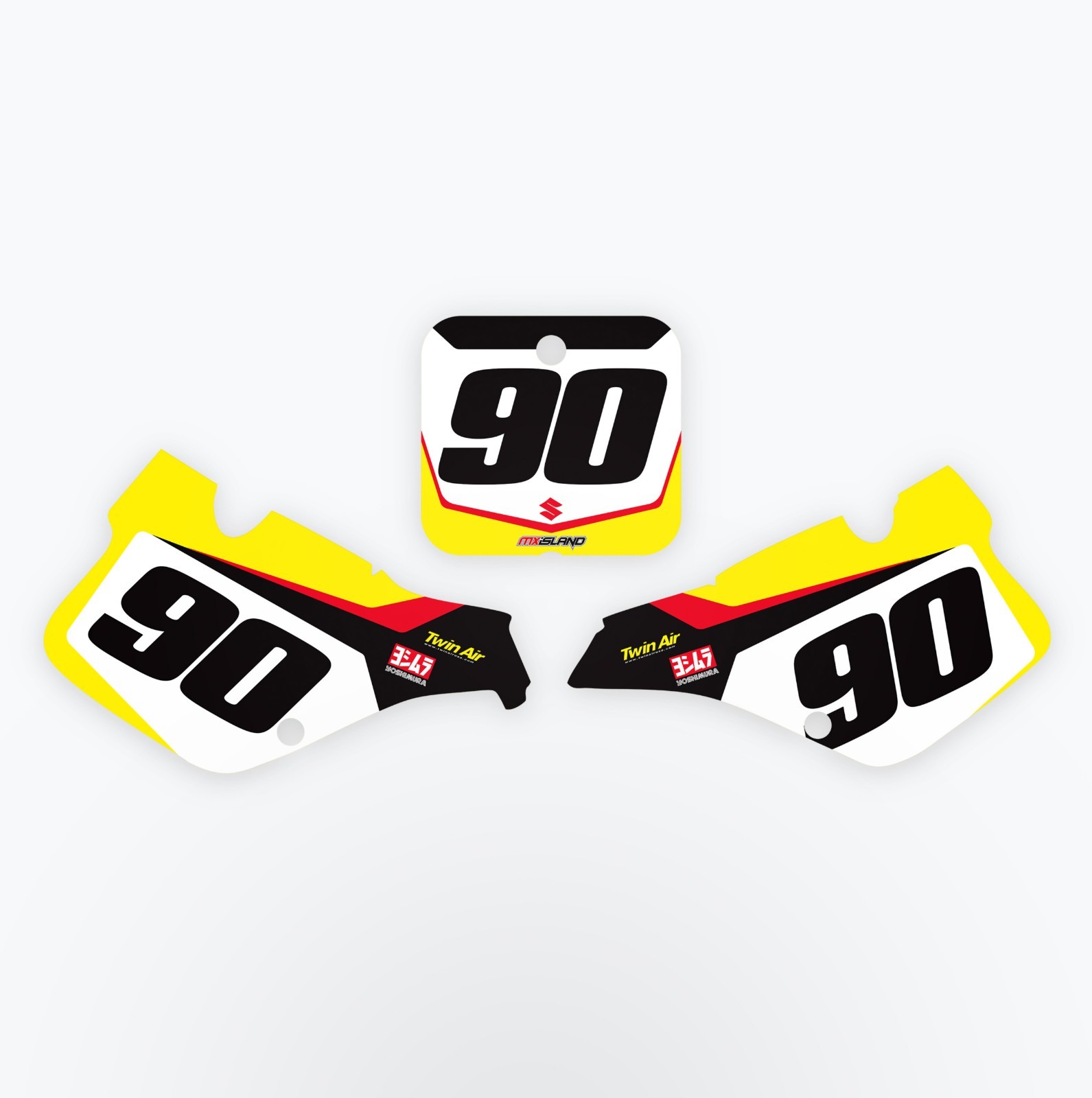 Suzuki RM250 1989–1992 Factory Style Number Plate Motocross Decal Graphics Kit