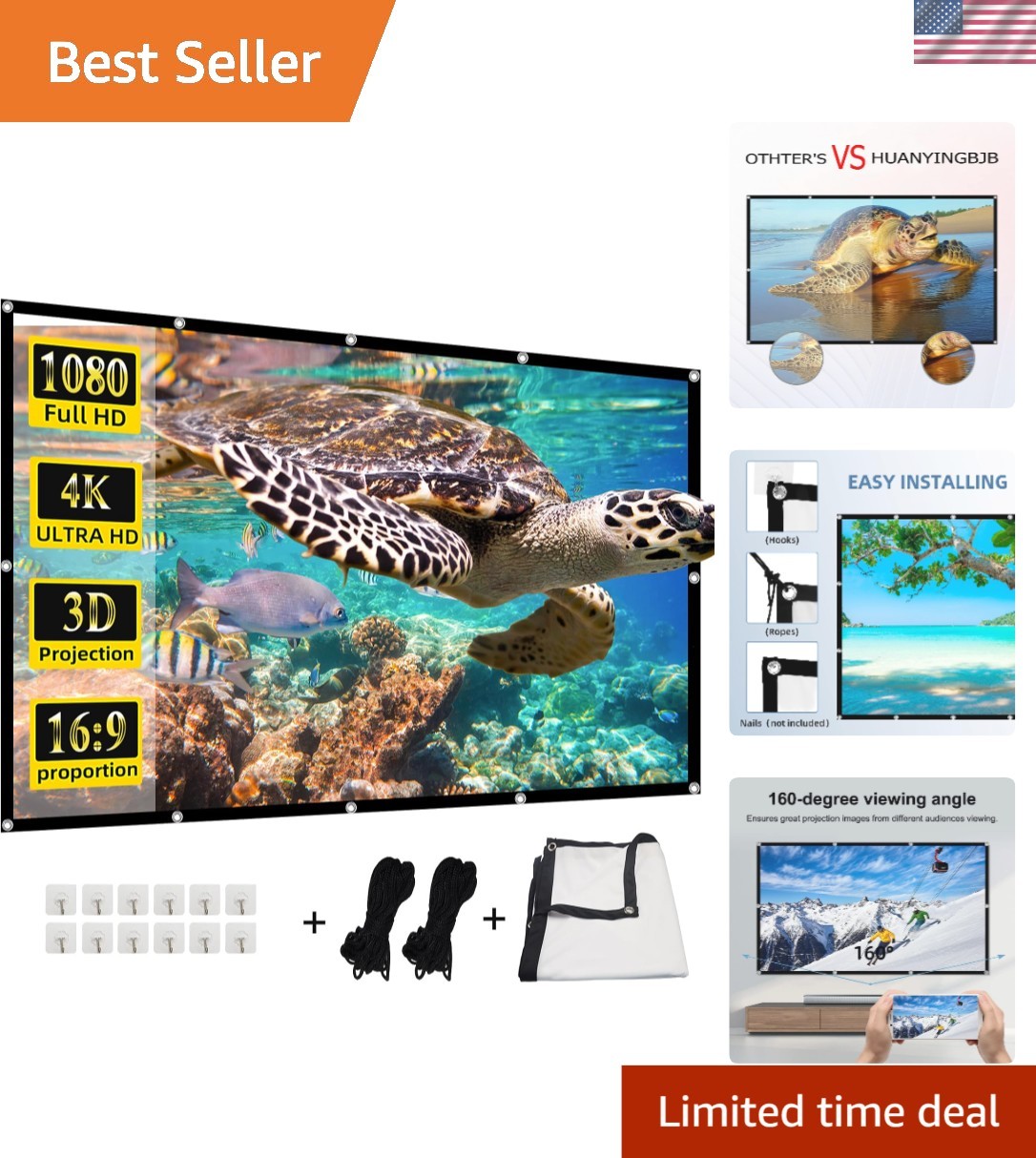 160-Degree Viewing Angle 120 Inch Projector Screen for Exceptional Displays